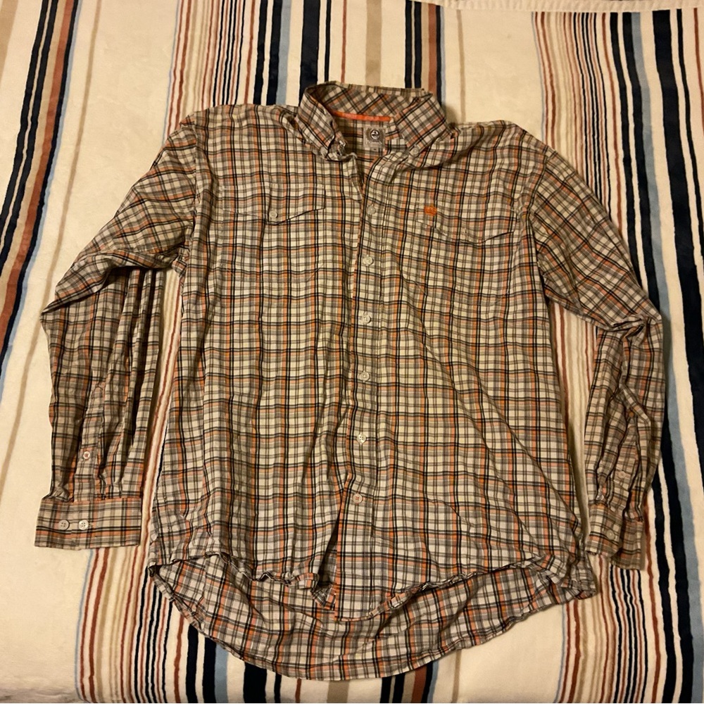 Cinch Orange and Gray Plaid Shirt